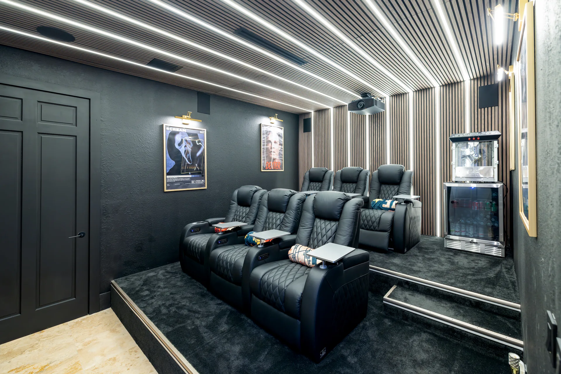 Private home theater with LED ceiling