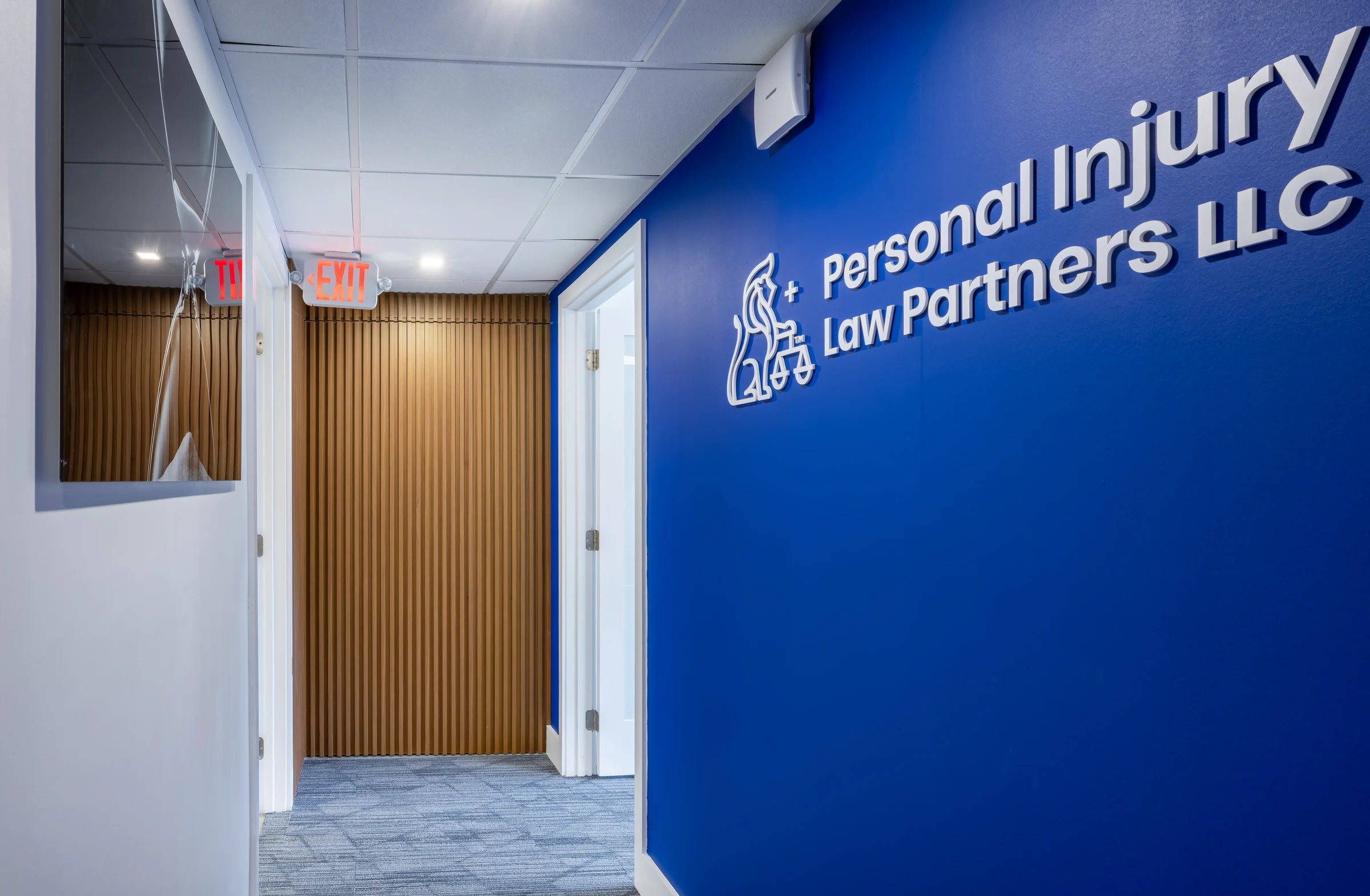 Personal Injury Law Partners — branded hallway